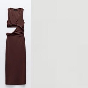 ZARA Twisted CUTOUT Bodycon DRESS NWOT Perfect for RESORT Size XS